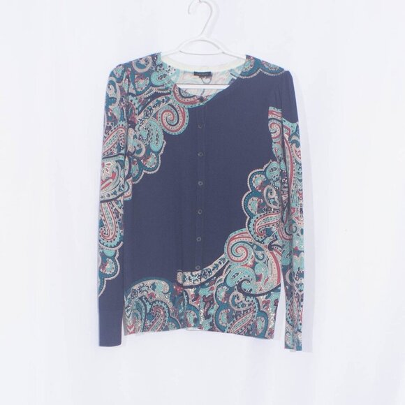 TALBOTS Charming Cardigan - Bright Paisley Size M - Picture 3 of 9